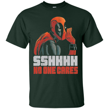 Marvel Deadpool T-shirt Sshhhh No One Cares Whisper Graphic Forest Green