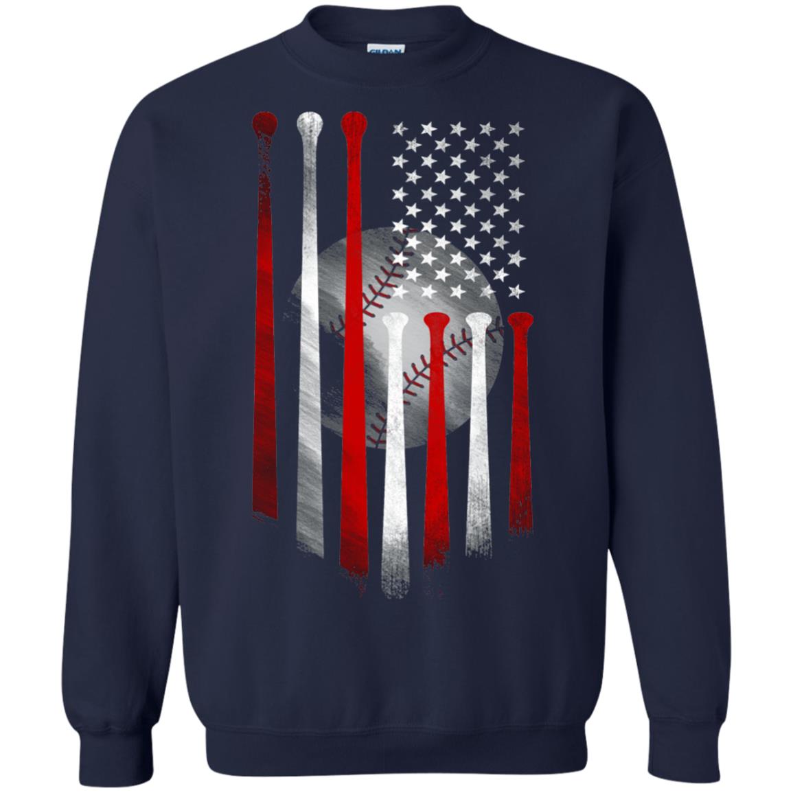 American Flag Baseball Flag Baseball Lover T-shirt Navy