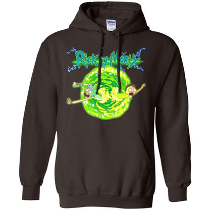 Rick Morty T-shirt Portal Glow Lightning Logo Dark Chocolate