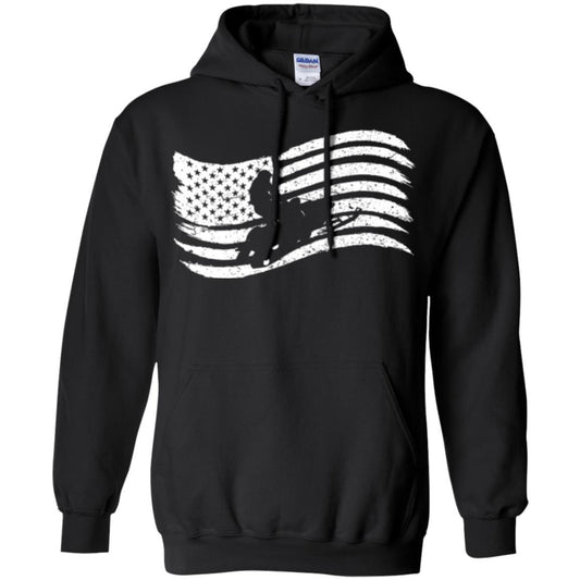 Snowmobile Rider T-shirt American Flag Black