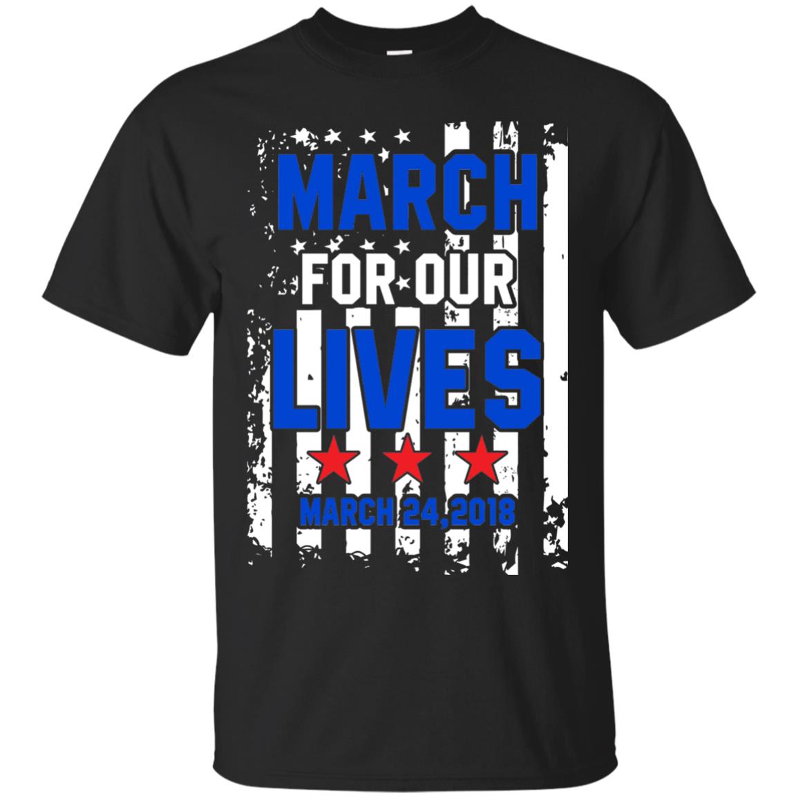 March For Our Lives With American Flag Gun Control T-shirt Black