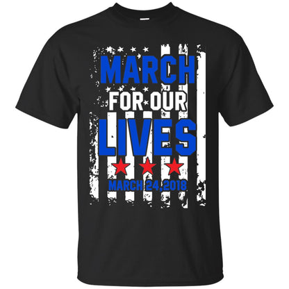 March For Our Lives With American Flag Gun Control T-shirt Black