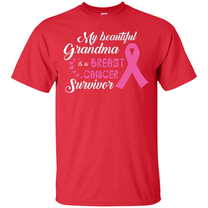 My Beautiful Grandma Is A Breast Cancer Survivor T-shirt Red