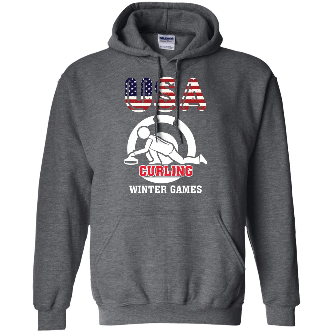 Usa Curling Winter Games Curling Lover T-shirt Dark Heather