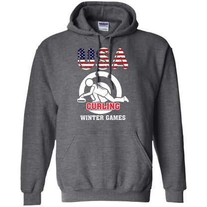 Usa Curling Winter Games Curling Lover T-shirt Dark Heather