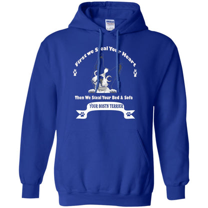 Frist We Steal Your Heart Boston Terrier T-shirt Royal