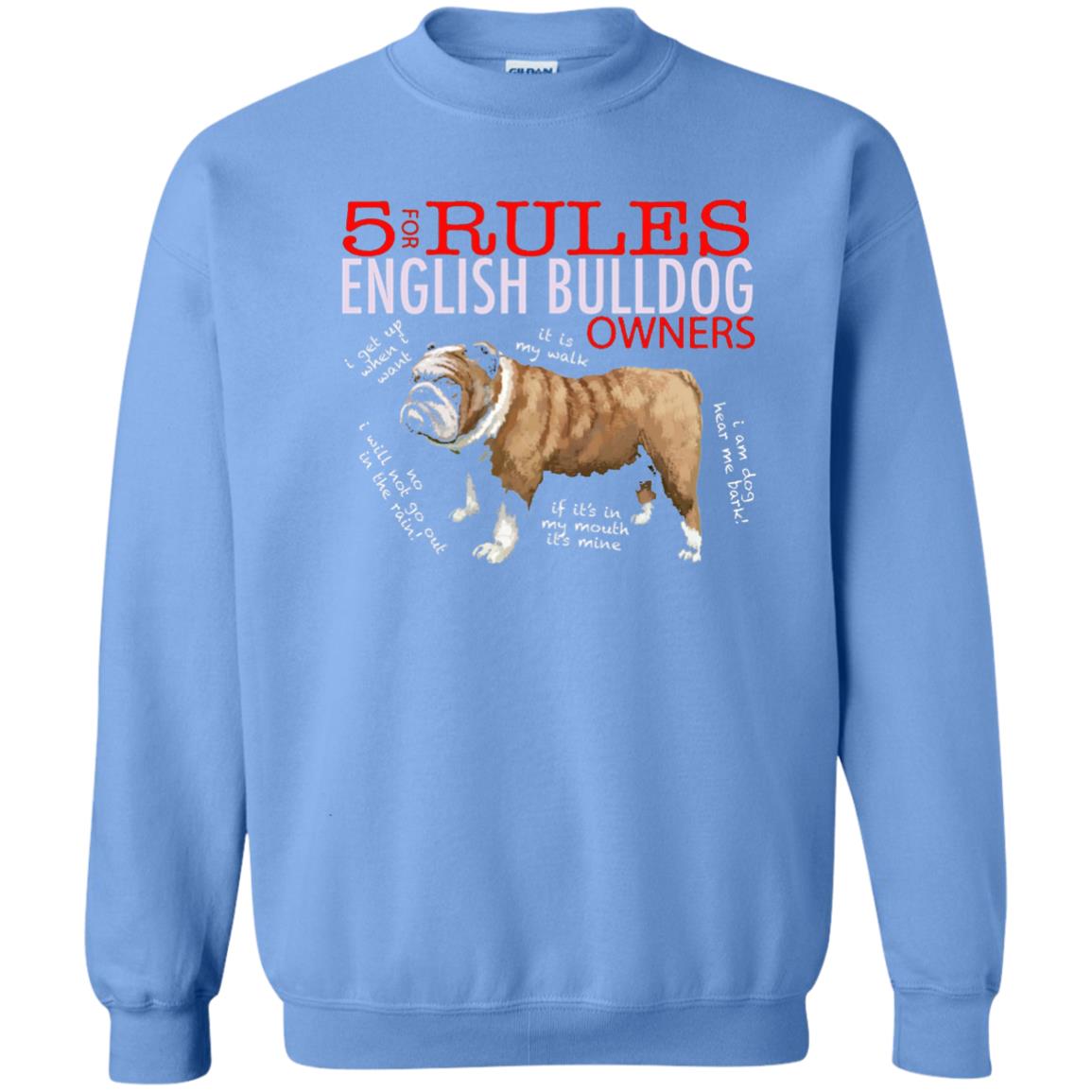 5 Rules For English Bulldog Owners Dog Lover Shirt Carolina Blue