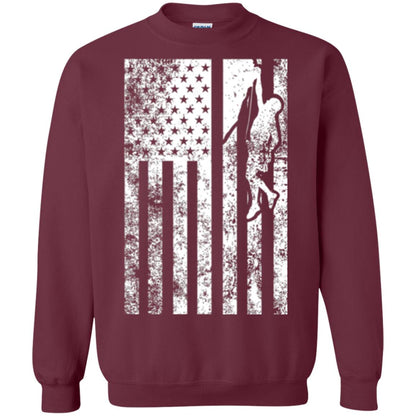 Rock Climbing T Shirt - Rock Climbing Flag Of United States T-shirt Maroon