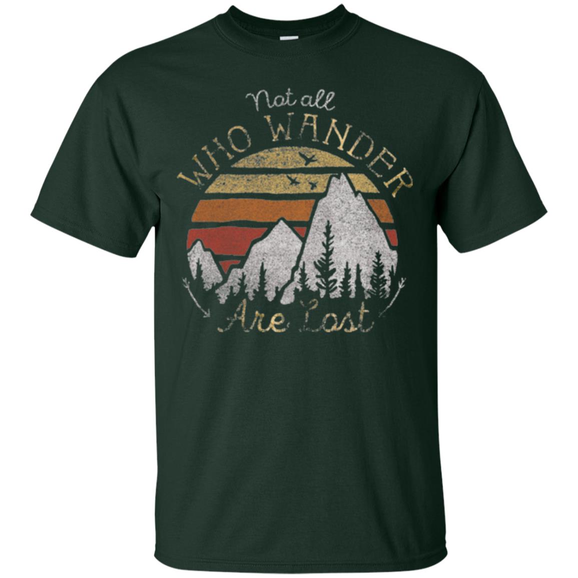 Gradient Mountain Gold T-shirt Not All Who Wander Are Lost Forest