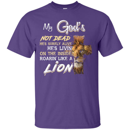 My God_s Not Dead He_s Livin_ On The Inside Christian Shirt Purple