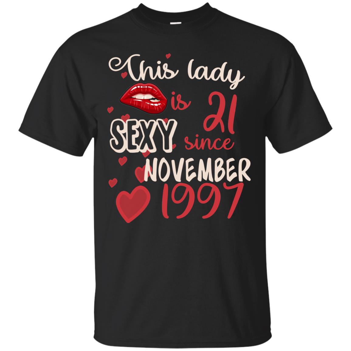 This Lady Is 21 Sexy Since November 1997 21st Birthday Shirt For November Womens Black