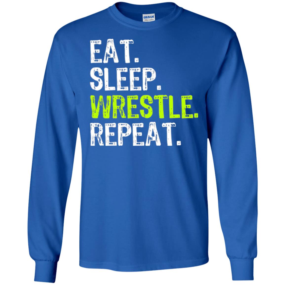 Wrestling T-shirt Eat Sleep Wrestle Repeat Royal