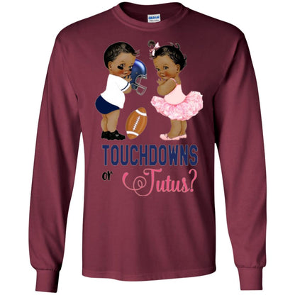 Ethnic Touchdowns Or Tutus Gender Reveal Party Football Lover T-shirt Maroon