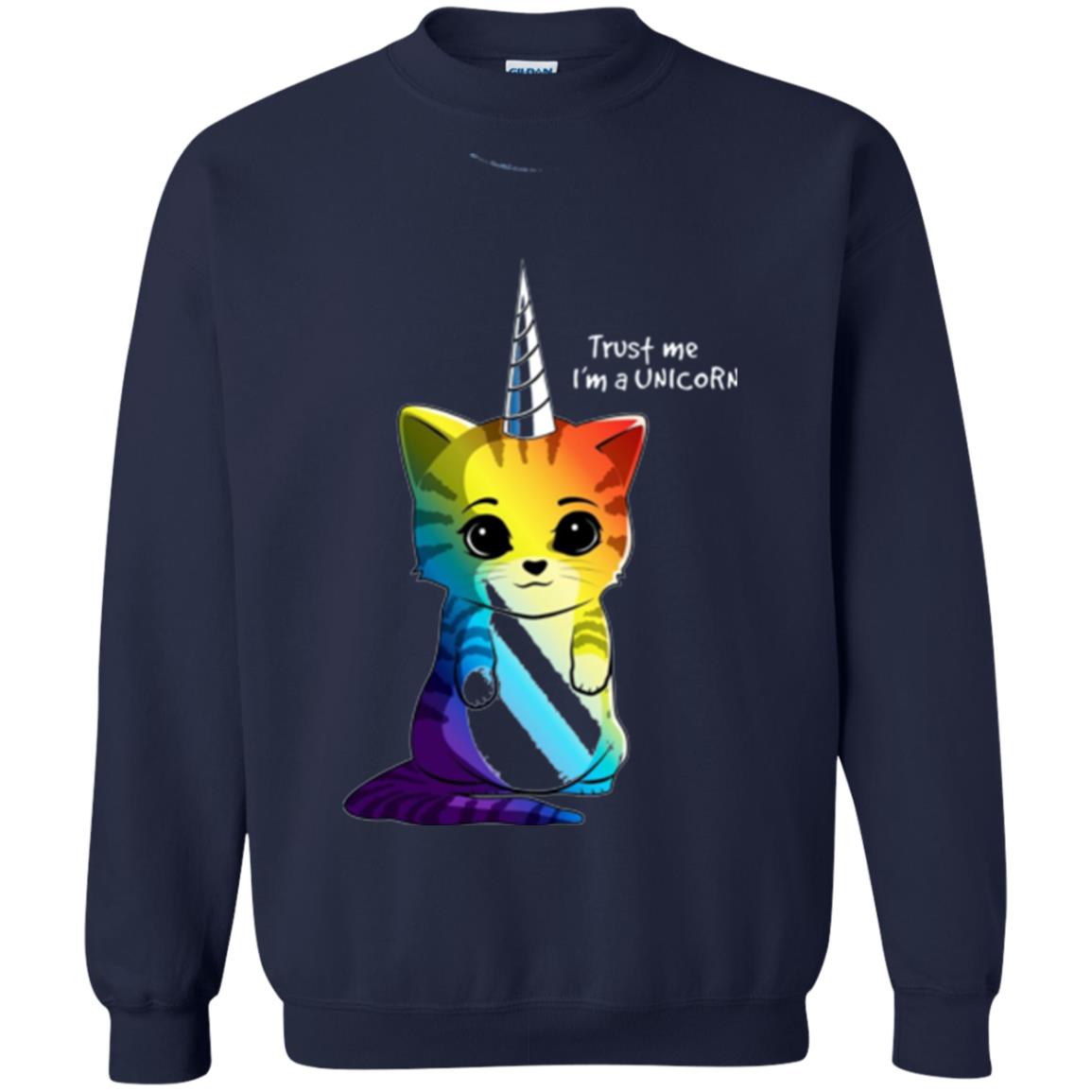 Cat Lovers T-shirt Caticorn Rainbow Trust Me I_m A Unicorn Navy