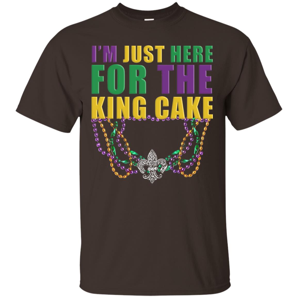 Mardi Gras Beads T-shirt I_m Just Here For The King Cake Dark Chocolate