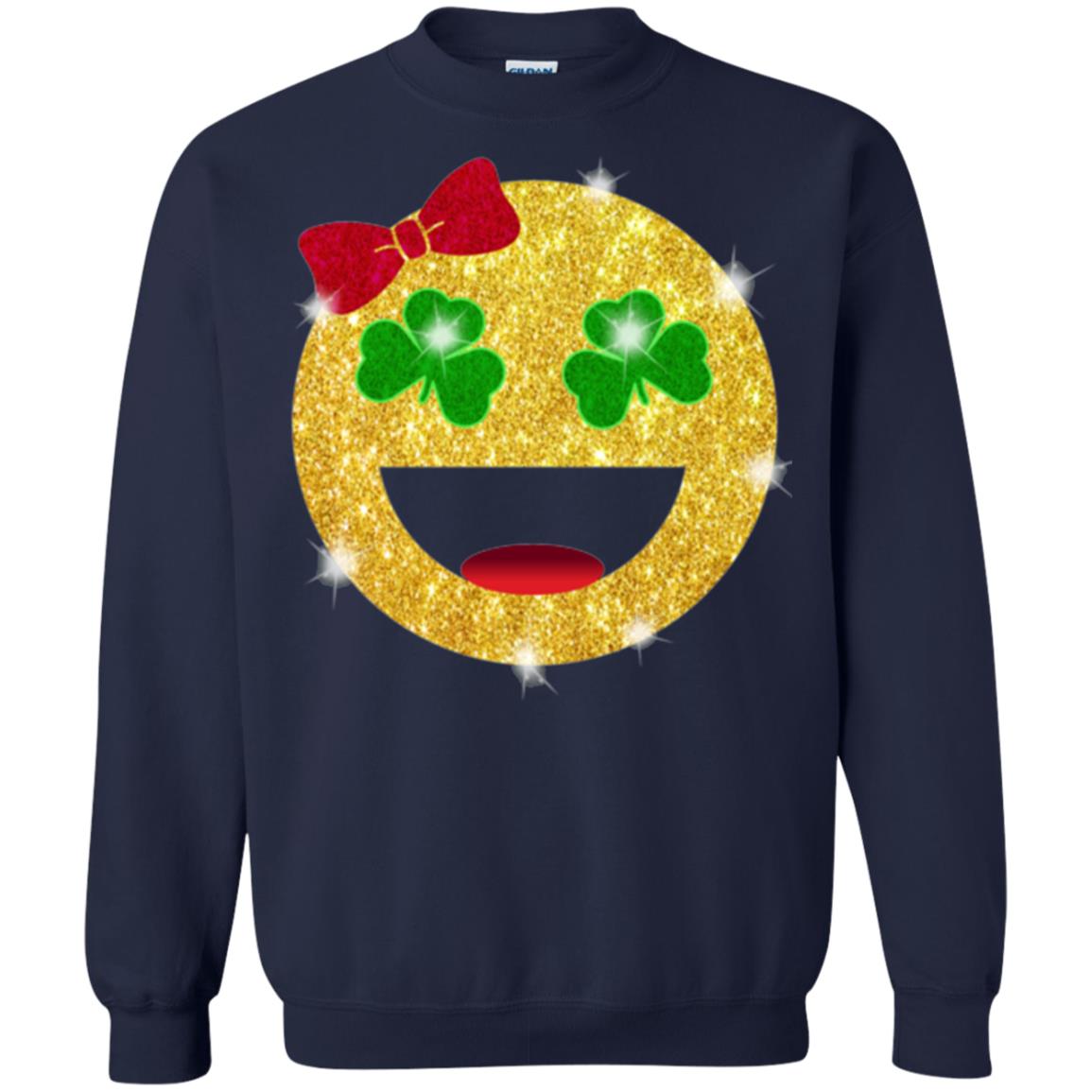 Happy Gold Blink Emoji Saint Patrick's Day T-shirt Navy