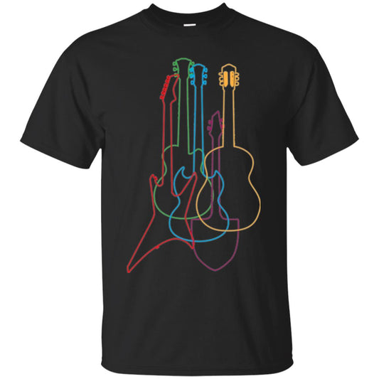 Colored Guitars Electric Acoustic Classical T-shirt Black