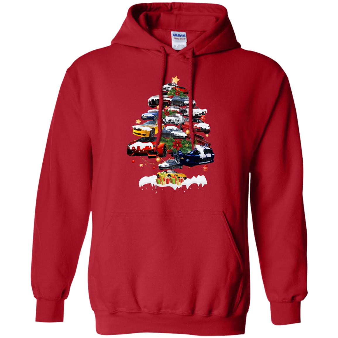 Cars Christmas Tree X-mas Gift Shirt For Mens Or Womens Red