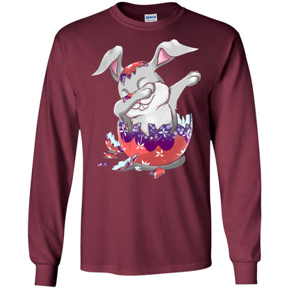 Funny Dabbing Bunny T-shirt For Kids Easter Gift Maroon