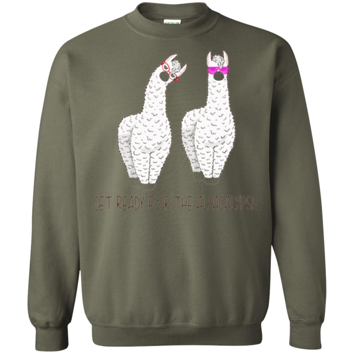 Funny Alpaca T-shirt Get Ready For The Alpacalypse Military Green