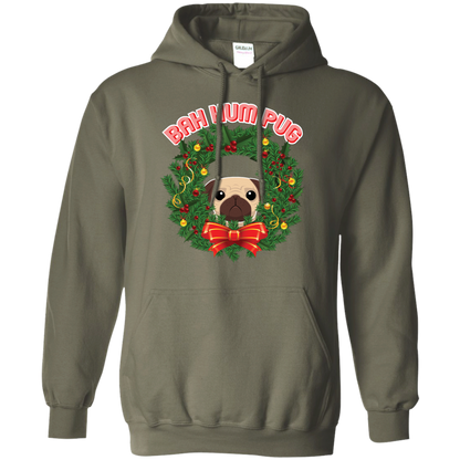 Christmas T-Shirt Bah Hum Pug Military Green