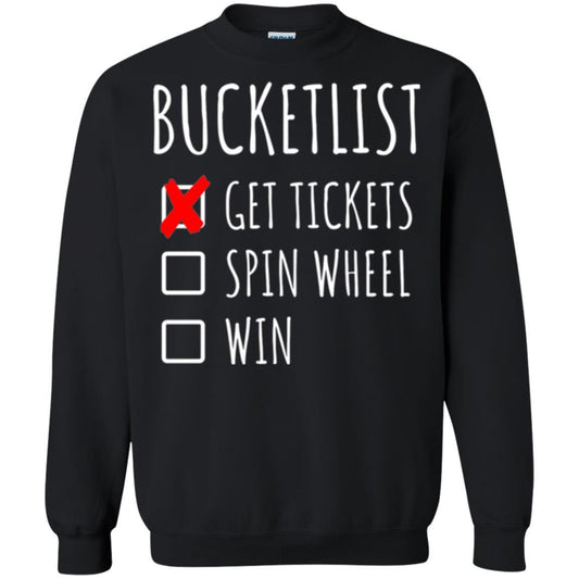 Game Show T-shirt Bucket List Spin Wheel Win Black