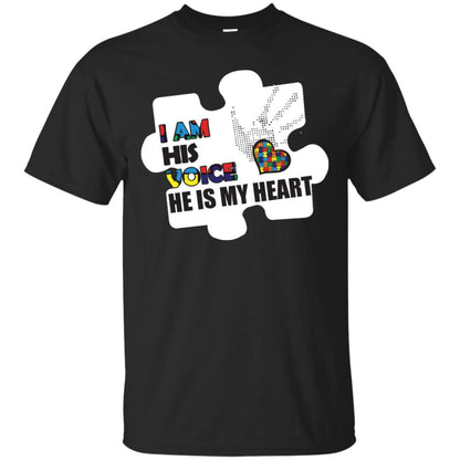 I Am His Voice He Is My Heart Autism Awareness Gift Shirt Black