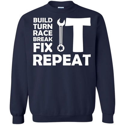Build Turn Race Break Fix Repeat Racing Shirt Navy