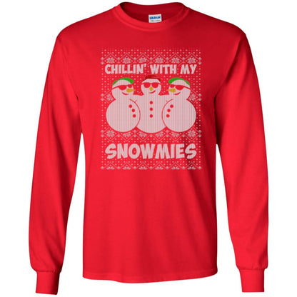 Christmas T-shirt Chillin With My Snowmies Red