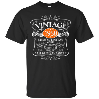Vintage 60th Birthday T-shirt 1958 All Original Parts Black