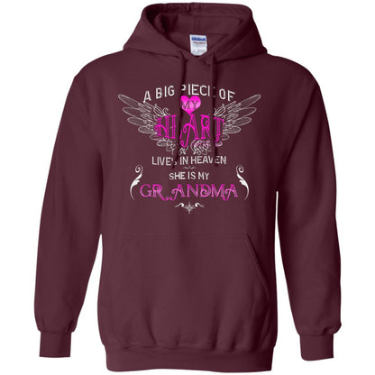 A Big Piece Of My Heart Lives In Heaven She Is My Grandma Grandchildren Gift Shirt Maroon