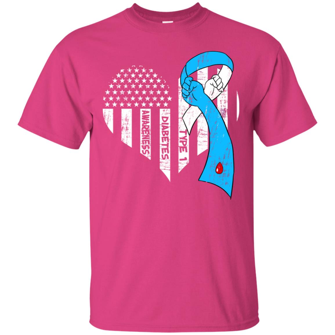Diabetes Awareness Type 1 Ribbon Flag Shirt Heliconia
