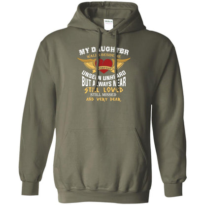 Family T-shirt My Daughter Walks Beside Me Everyday Military Green
