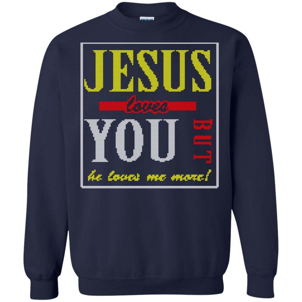 Jesus T-shirt Jesus Loves You But He Love Me More Navy