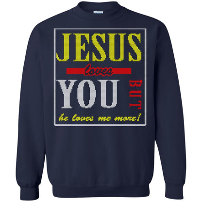 Jesus T-shirt Jesus Loves You But He Love Me More Navy