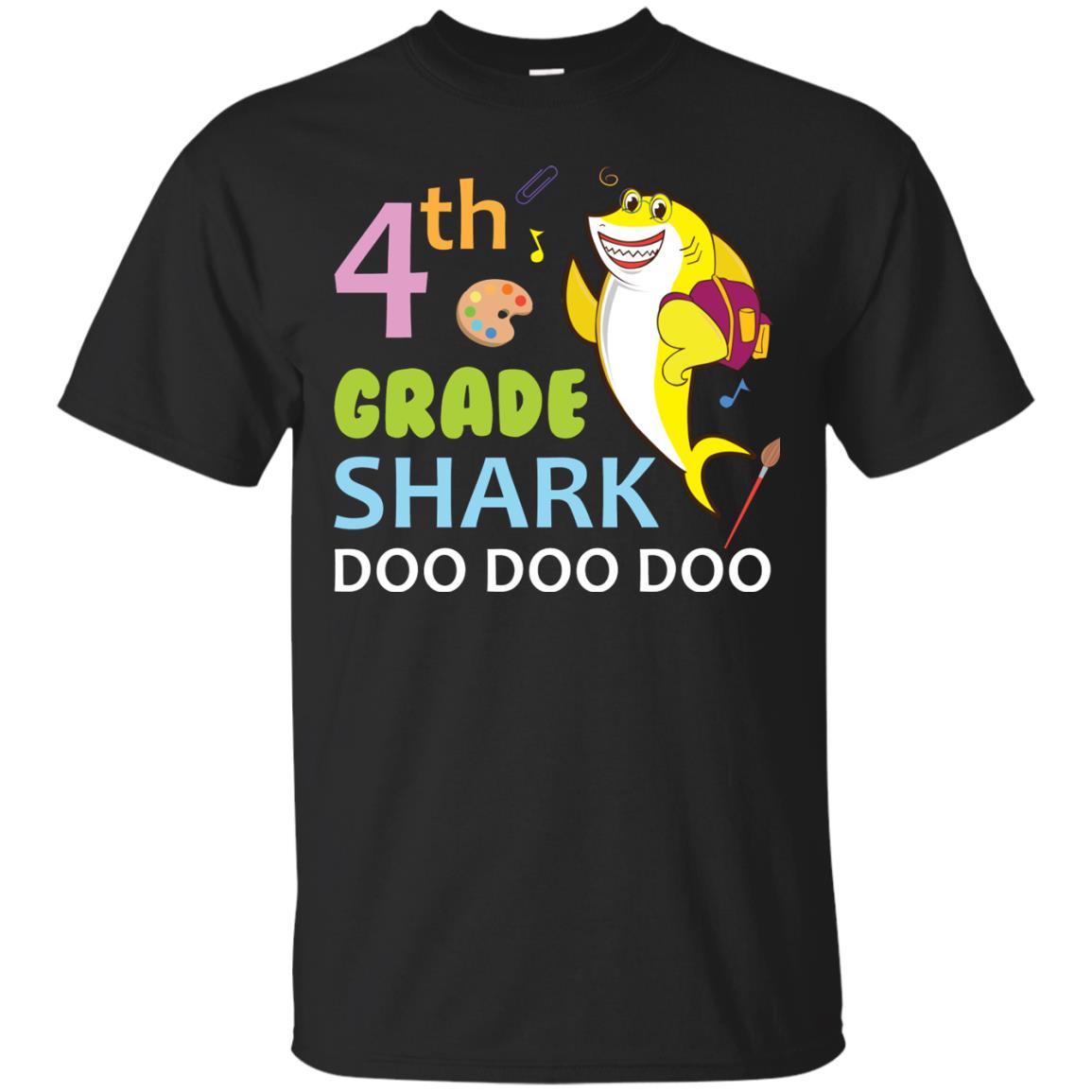 4th Grade Shark Doo Doo Doo Back To School T-shirt Black