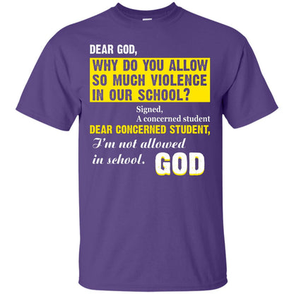 Anti Gun T-shirt Dear God Why Do You Allow So Much Violence In Our School Purple