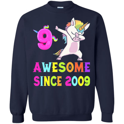 9th Birthday T-shirt Unicorn Dabbing Awesome Since 2009 Navy