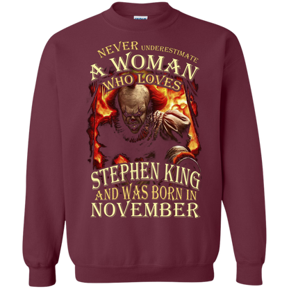 November T-shirt Never Underestimate A Woman Who Loves Stephen King