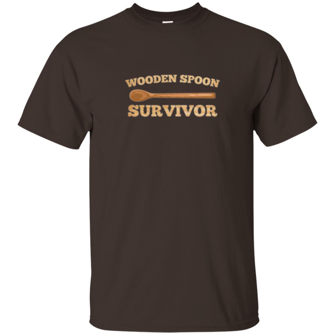Sarcastic T-shirt Wooden Spoon Survivor T-shirt Dark Chocolate