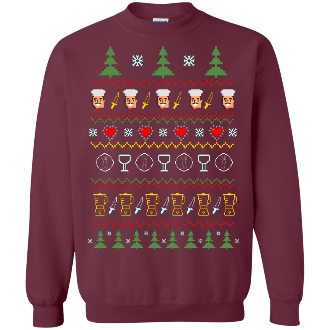 Chef Christmas X-mas Gift Shirt For Cooking Lovers Maroon
