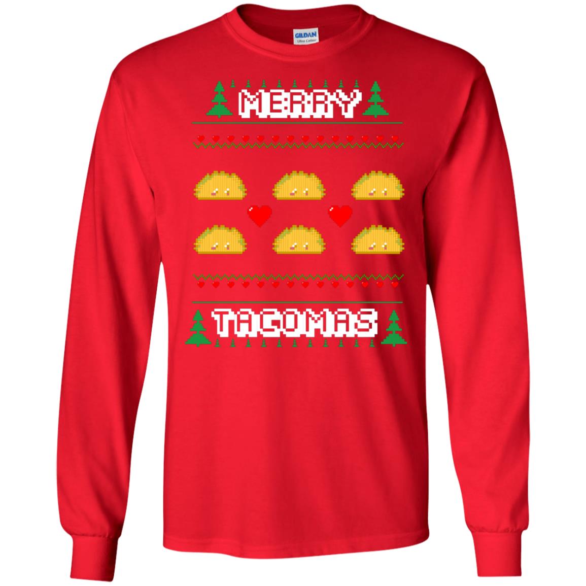 Merry Tacomas X-mas Gift Shirt For Taco Lovers Red