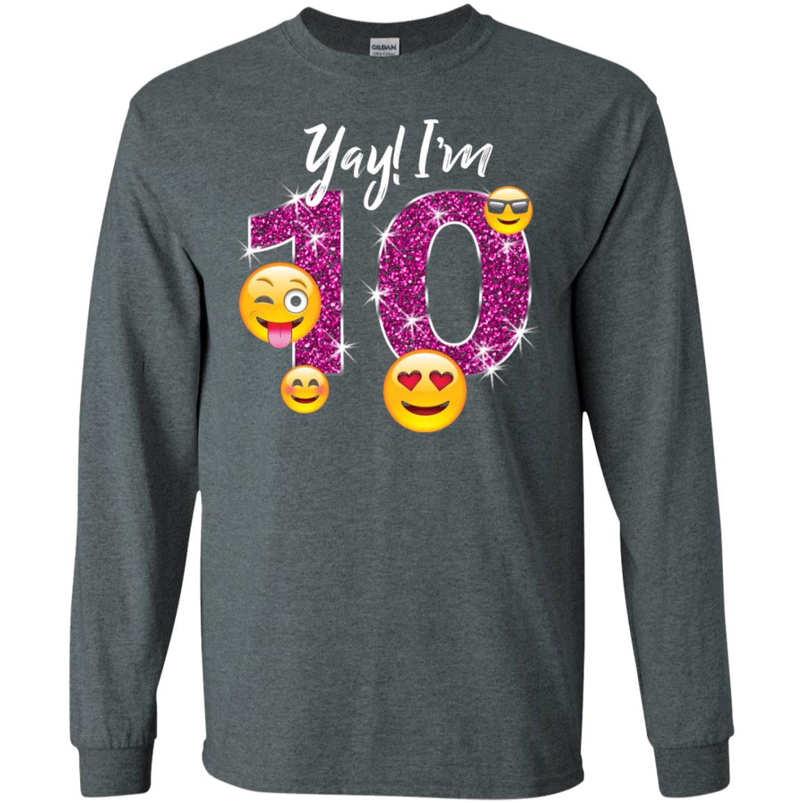 Funny Emoji Birthday 10th Birthday T-shirt Dark Heather