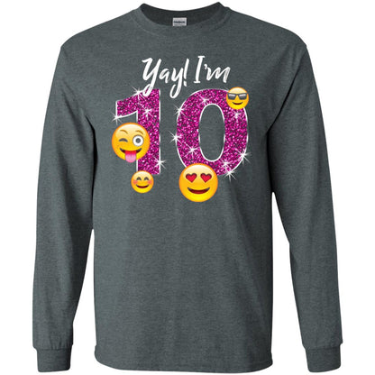 Funny Emoji Birthday 10th Birthday T-shirt Dark Heather