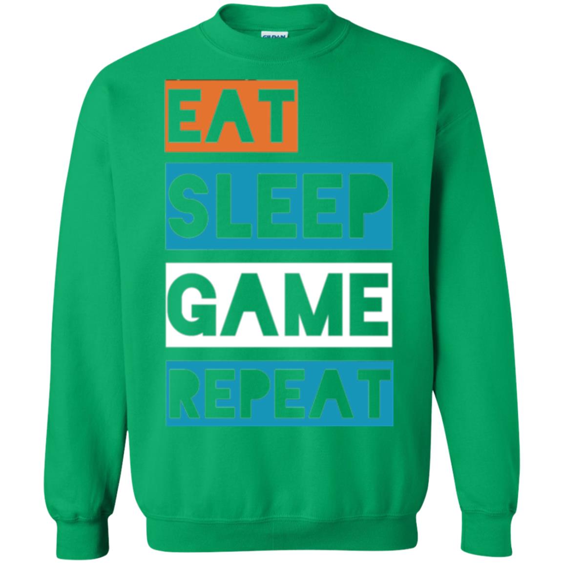 Eat Sleep Game Repeat Video Gamer Player T-shirt Irish Green
