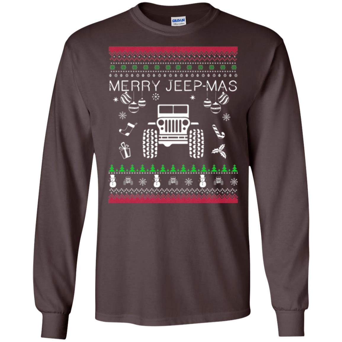 Christmas T-shirt Mery Jeep-mas Jeep Ugly Dark Chocolate