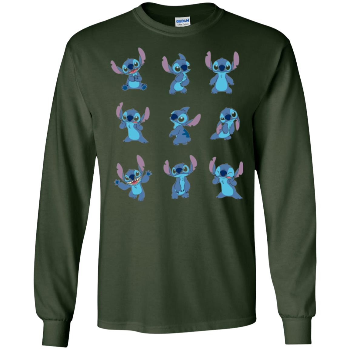Stitch T-shirt Disney Many Moods Forest Green
