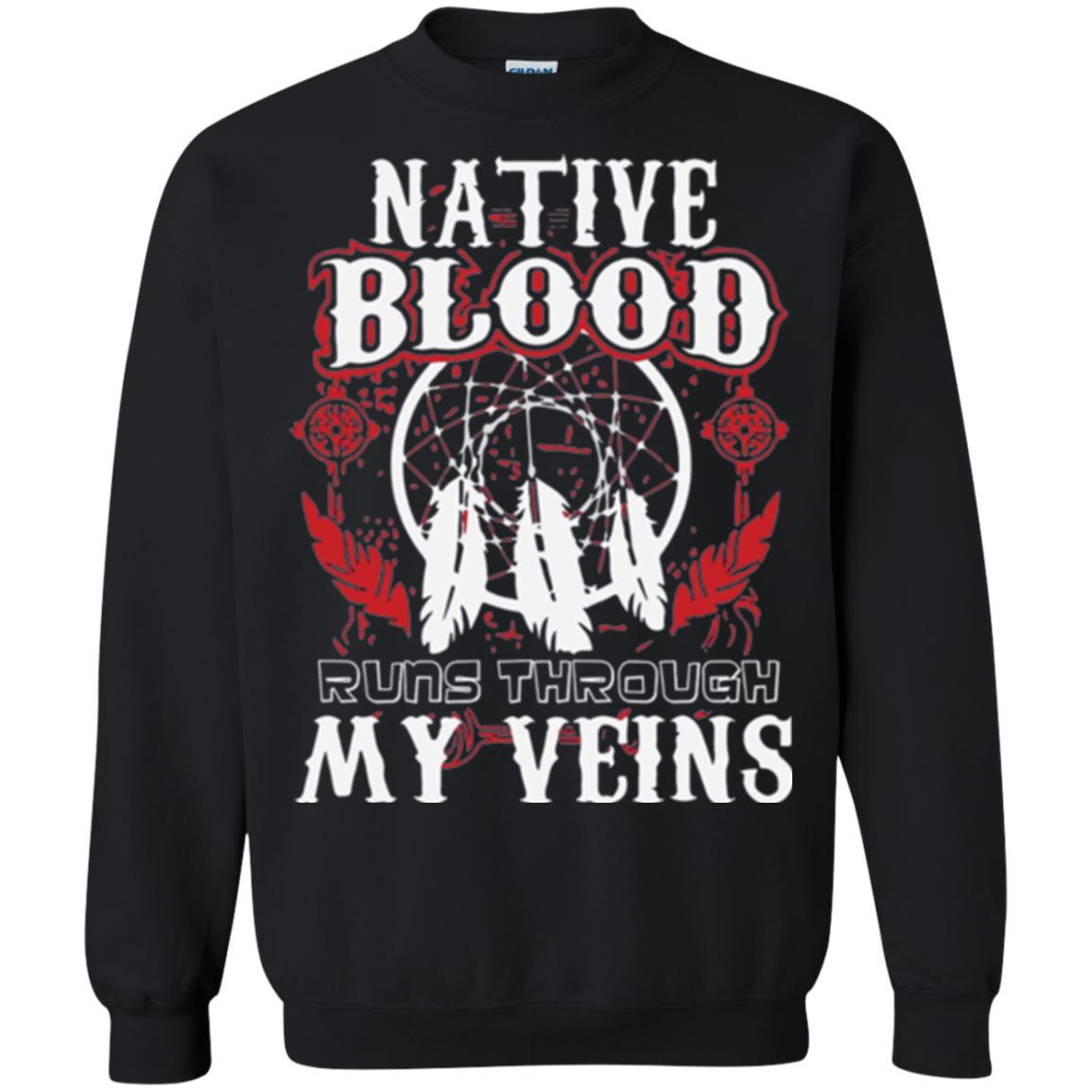 American T-shirt Native Blood Runs Through My Veins Black