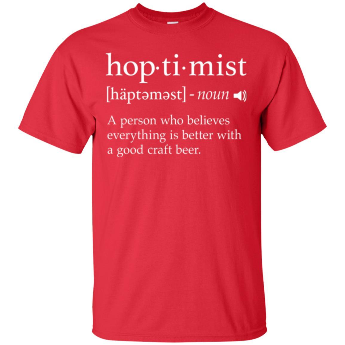 Beer Lover T-shirt Hoptimist Definition Red