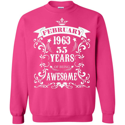 55th Birthday Shirt Awesome Born In February 1963 55 Years Of Being Awesome Heliconia